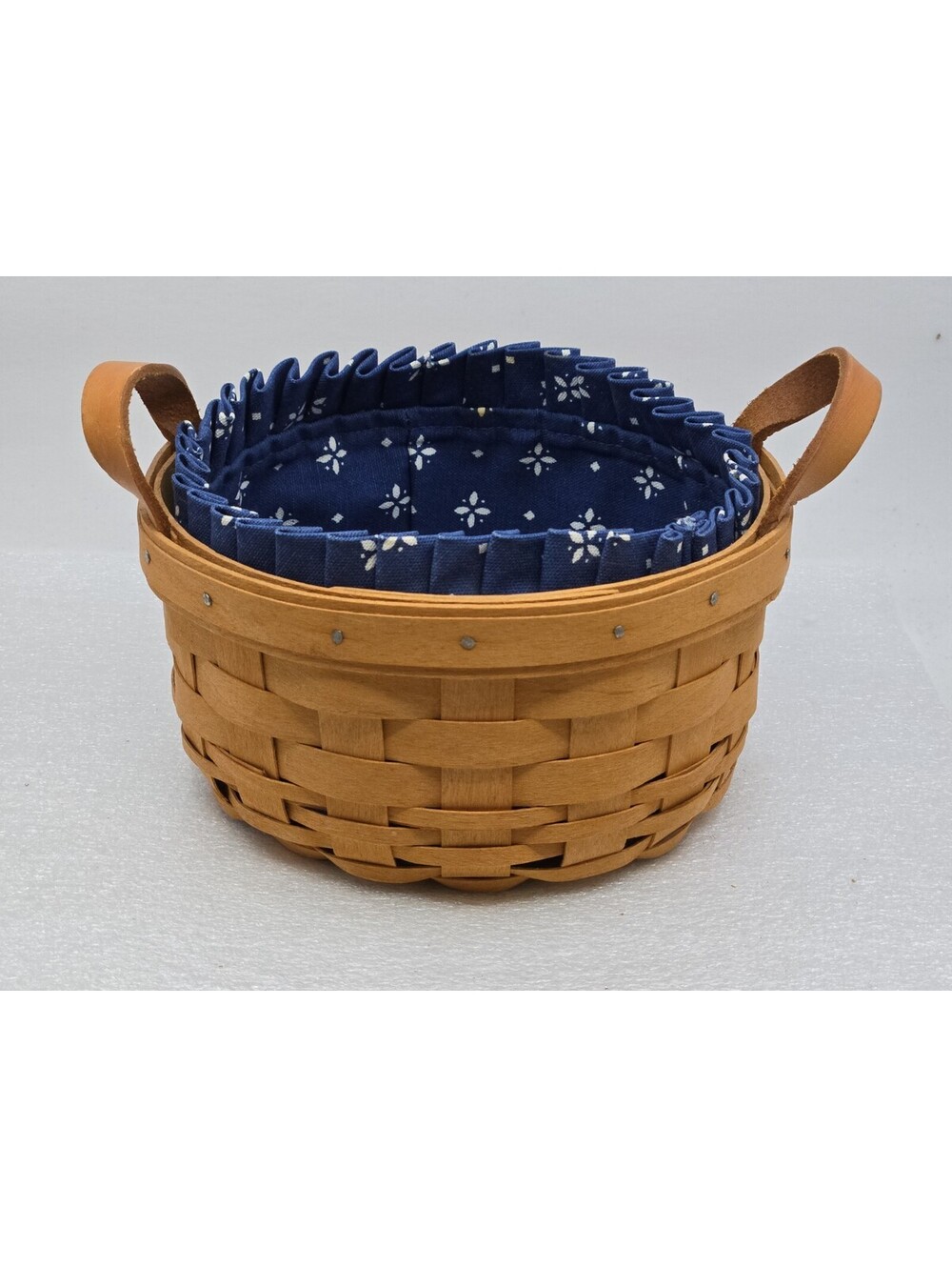 Longaberger 1996 Round 7" Button Basket Combo With Classic Blue Liner Vintage